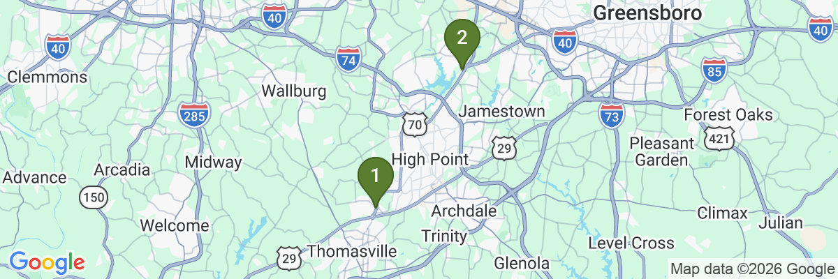 Map showing facility locations