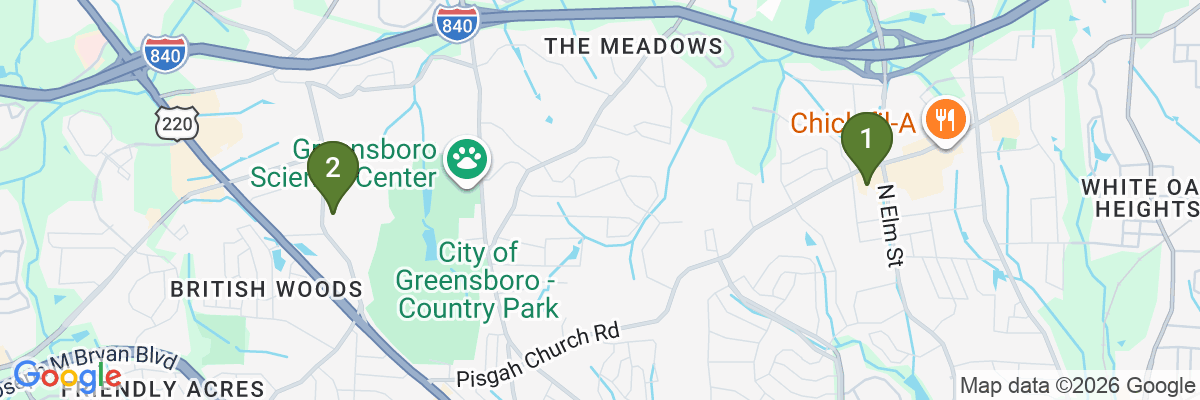 Map showing facility locations