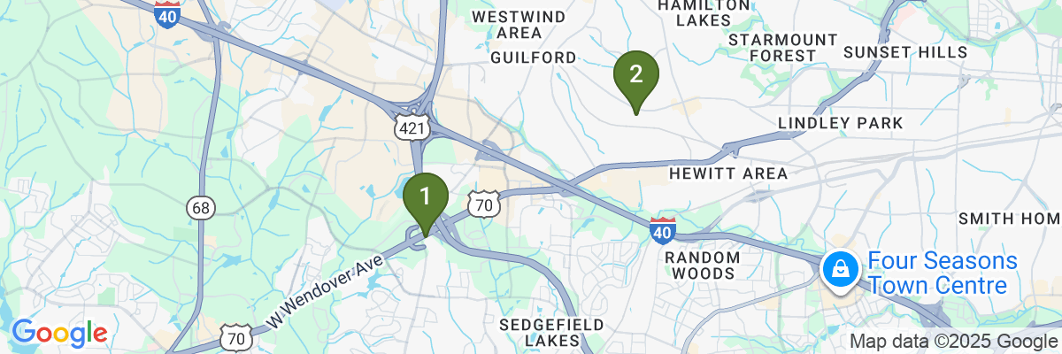 Map showing facility locations